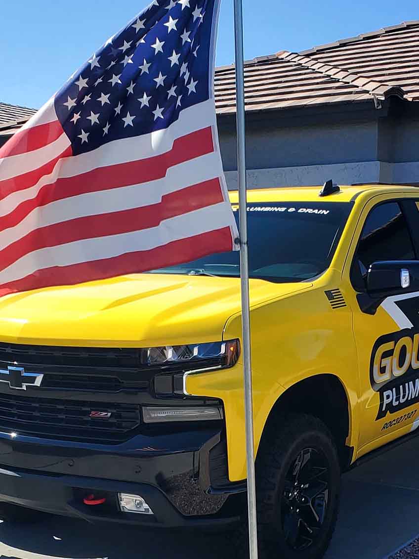 Plumbing Service Truck with the United States Flag