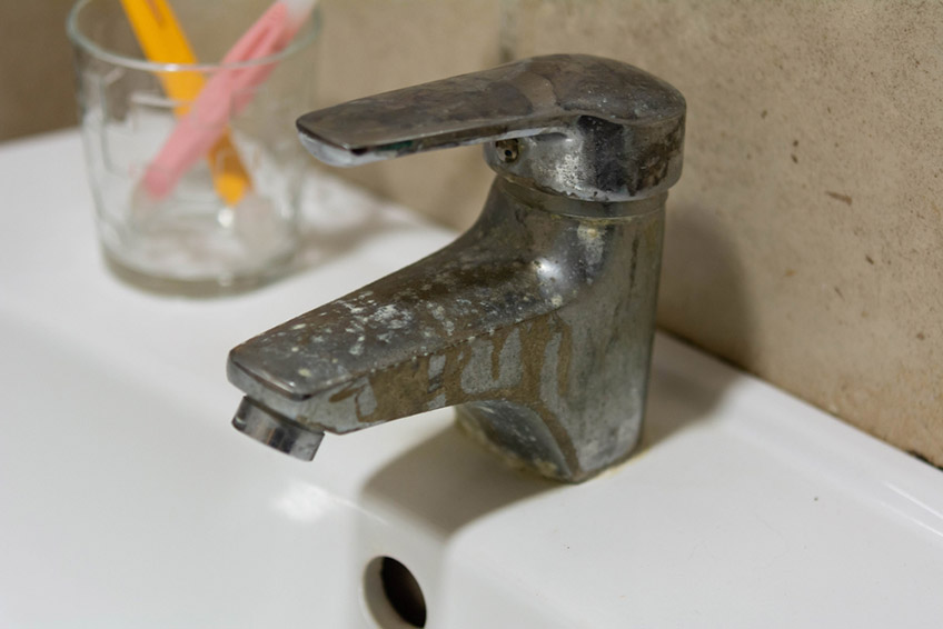 limescale buildup on faucets