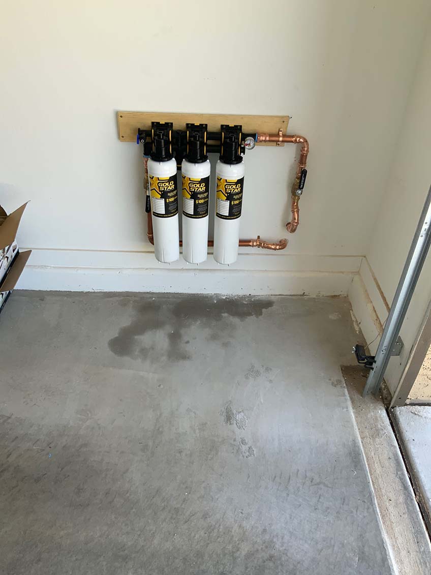 Water Filtration System Installed in the Garage