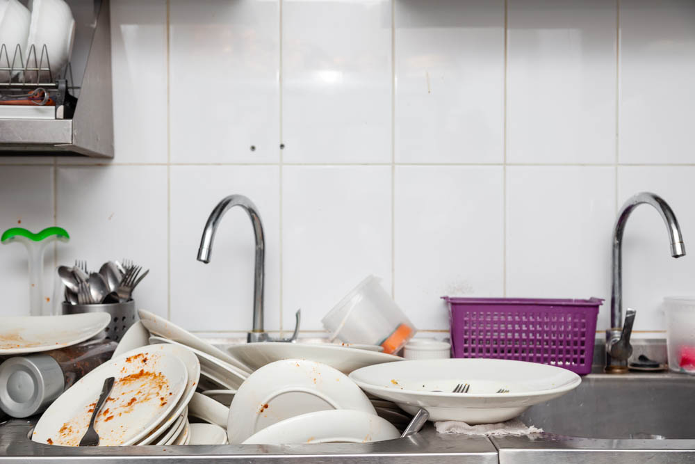 dishes in the sink