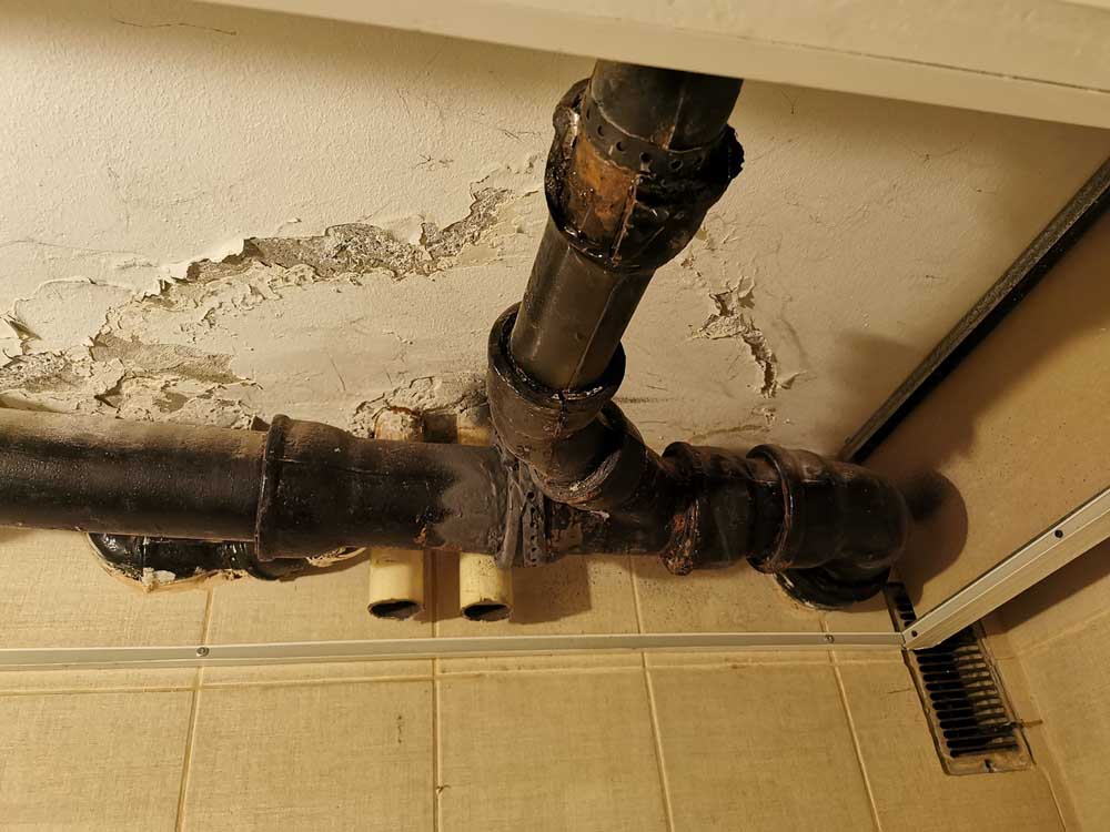 damaged residential drain pipe