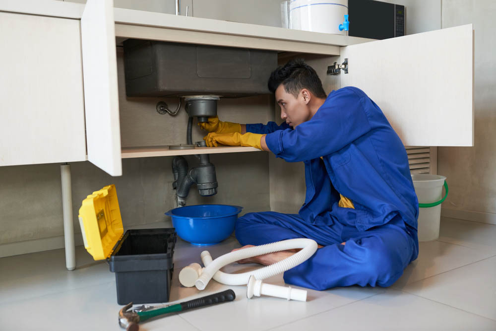 plumber inspecting a drain