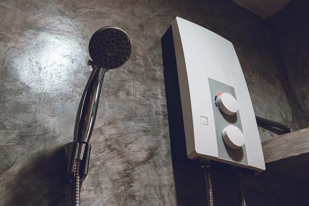 tankless water heater in bathroom