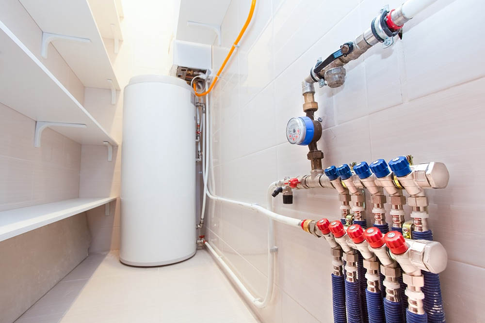 water heater tank in basement