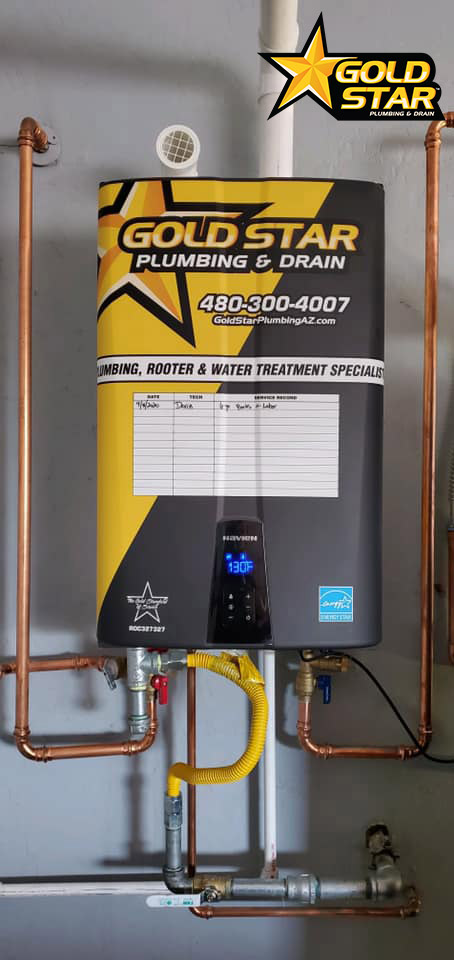closeup of a water heater unit