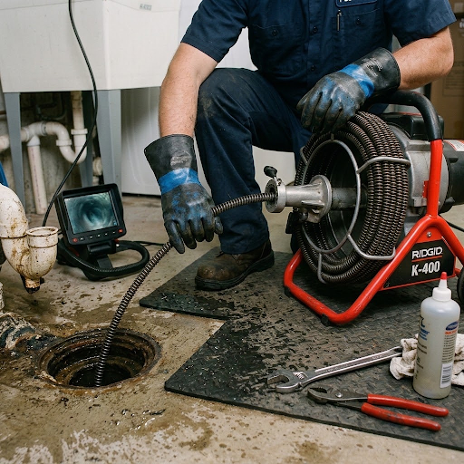 A plumber using professional