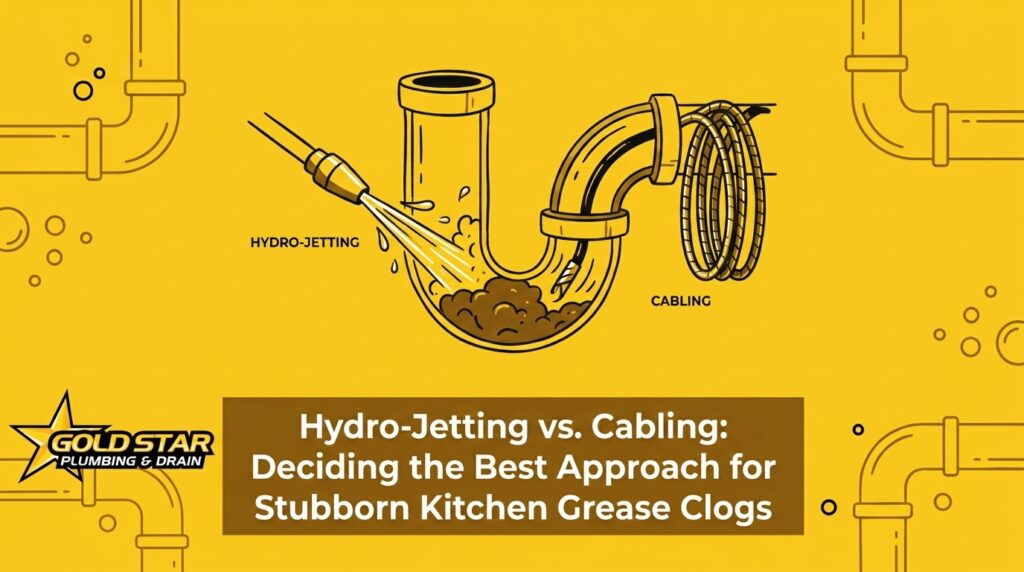 Hydro-Jetting vs. Cabling: Deciding the Best Approach for Stubborn Kitchen Grease Clogs — featured image