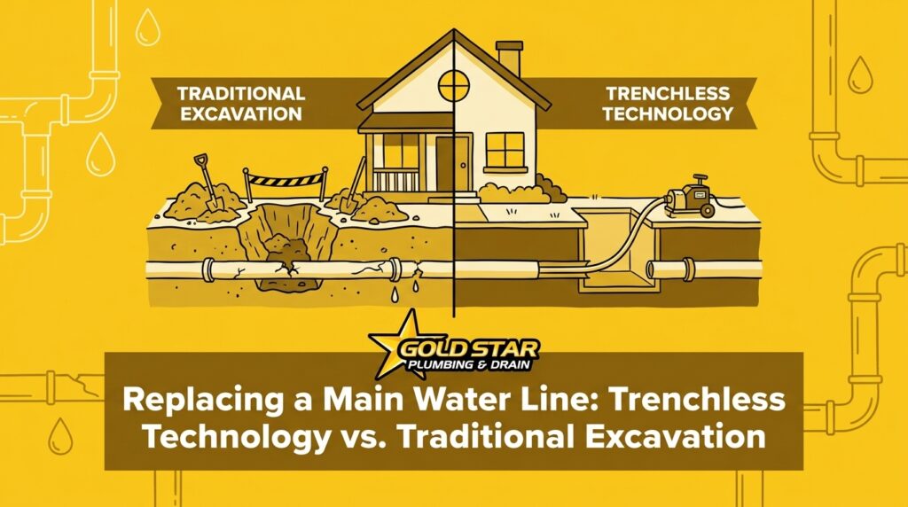 Replacing a Main Water Line: Trenchless Technology vs. Traditional Excavation — featured image