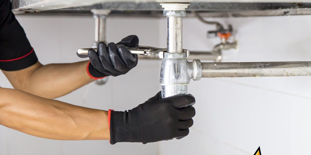Technician,Plumber,Using,A,Wrench,To,Repair,A,Water,Pipe